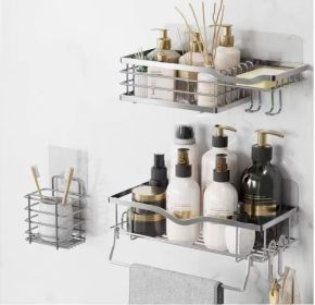 Shower Caddy And Soap Dish With Hooks Shower Shelf Shower Organizer, No Drilling Adhesive Wall Mounted Bathroom Shelf, Rustproof SUS304 Stai