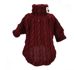 Dog Sweater Turtleneck Solid Color Dogs Clothes Warm Cotton For Puppy Small Medium Dogs Sweatshirt Jacket Chihuahua Teddy (Option: Wine Red-S)